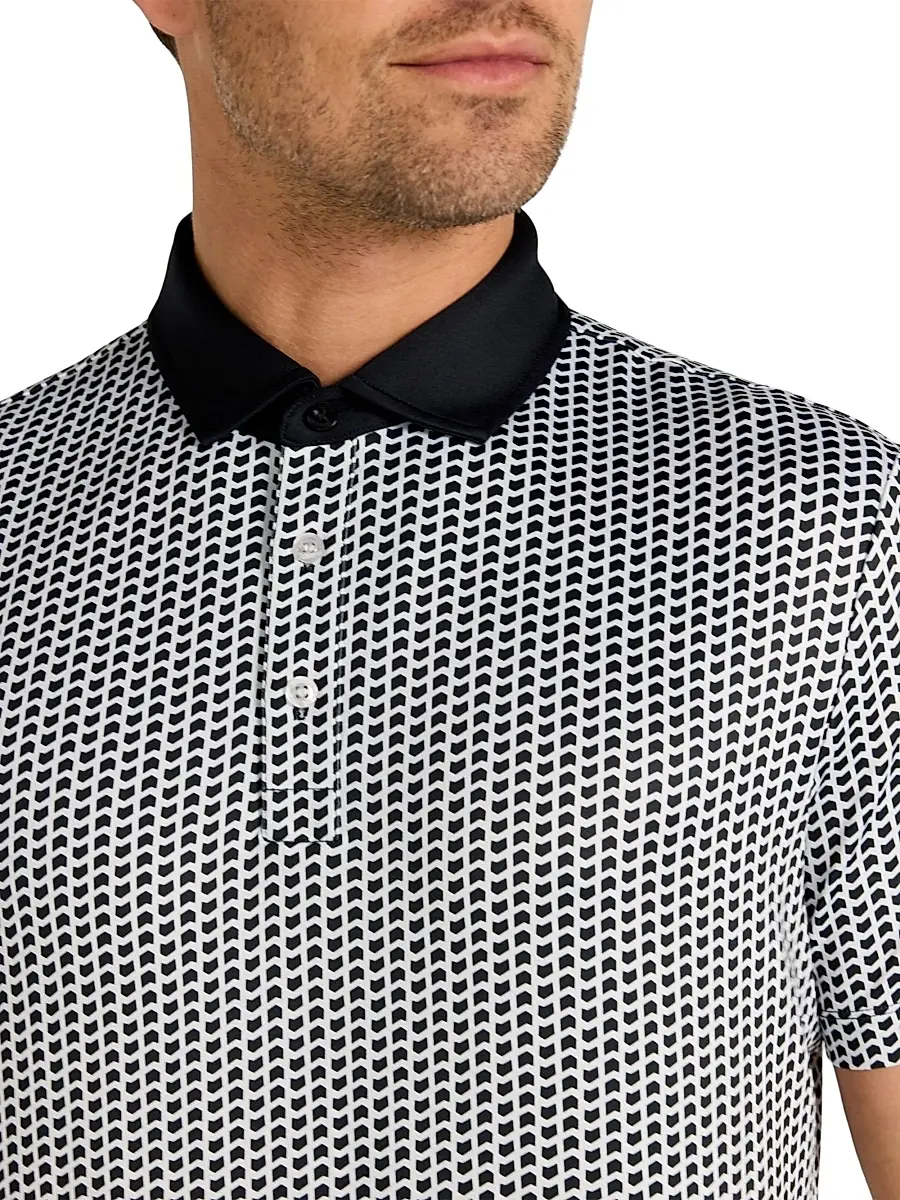 Redvanly Men's Graine Geometric Polo Shirt - Tuxedo | Thumbnail 4 Redvanly Men's Graine Geometric Polo Shirt - Tuxedo | Thumbnail 4