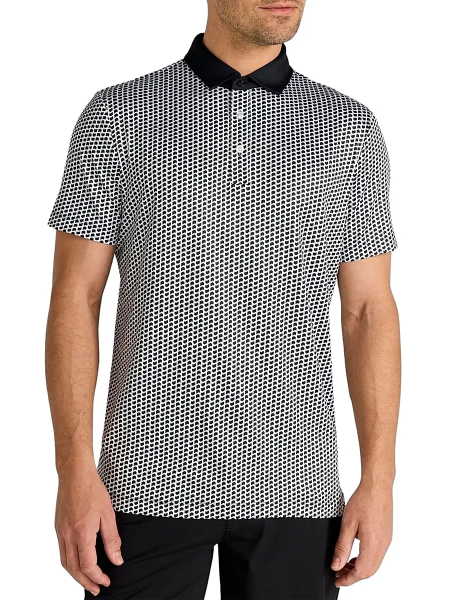 Redvanly Men's Graine Geometric Polo Shirt - Tuxedo | Image 1 Redvanly Men's Graine Geometric Polo Shirt - Tuxedo | Image 1