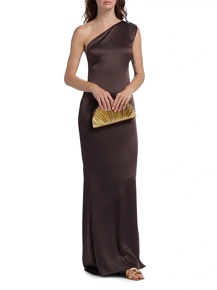 Toccin Women's Callum One-Shoulder Satin Gown | Thumbnail 3 Toccin Women's Callum One-Shoulder Satin Gown | Thumbnail 3