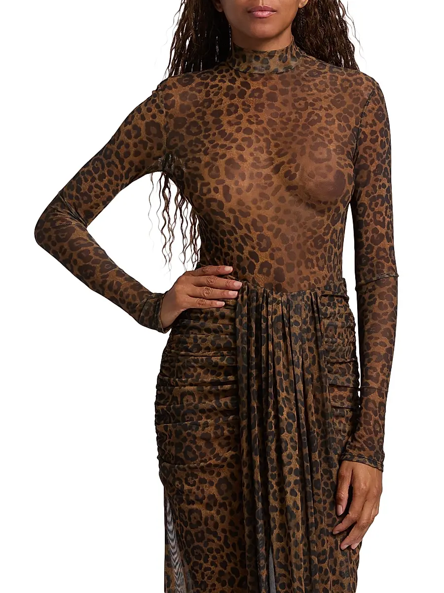 LaPointe Women's Leopard-Print Mesh Bodysuit - Leopard | Thumbnail 3