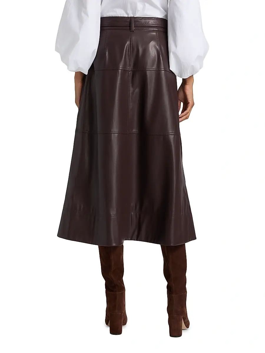 TANYA TAYLOR Women's Hudley Faux-Leather Midi-Skirt | Thumbnail 5 TANYA TAYLOR Women's Hudley Faux-Leather Midi-Skirt | Thumbnail 5