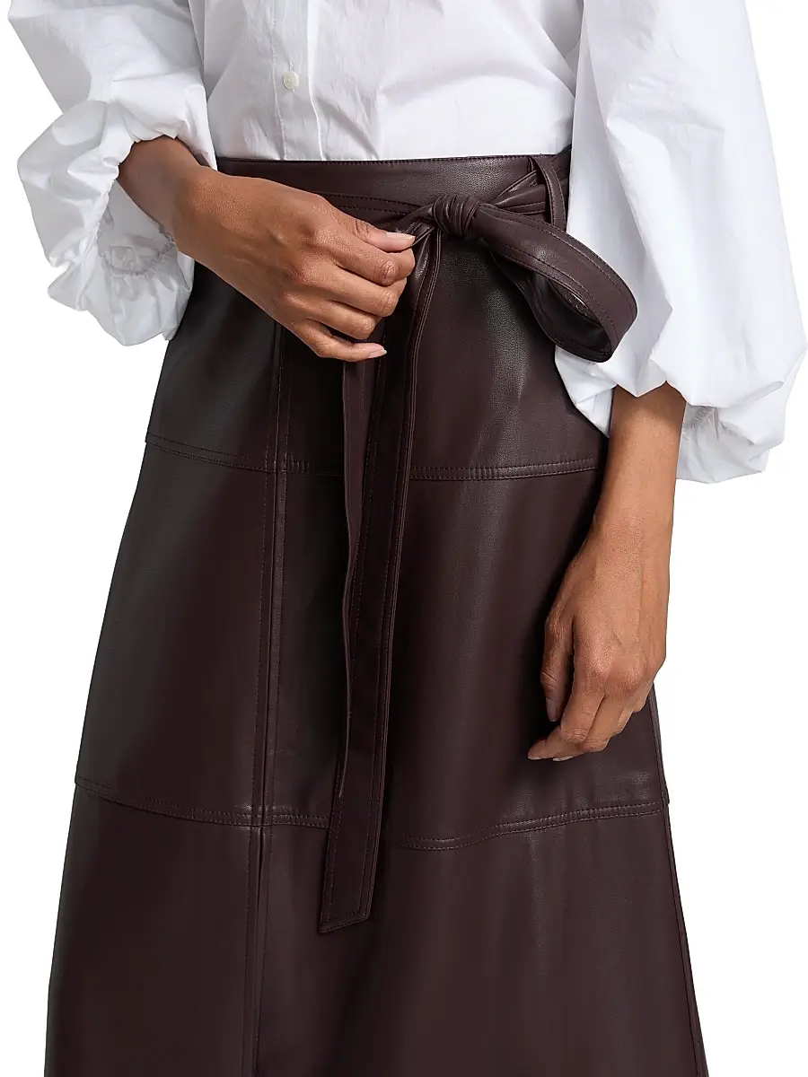 TANYA TAYLOR Women's Hudley Faux-Leather Midi-Skirt | Thumbnail 6 TANYA TAYLOR Women's Hudley Faux-Leather Midi-Skirt | Thumbnail 6