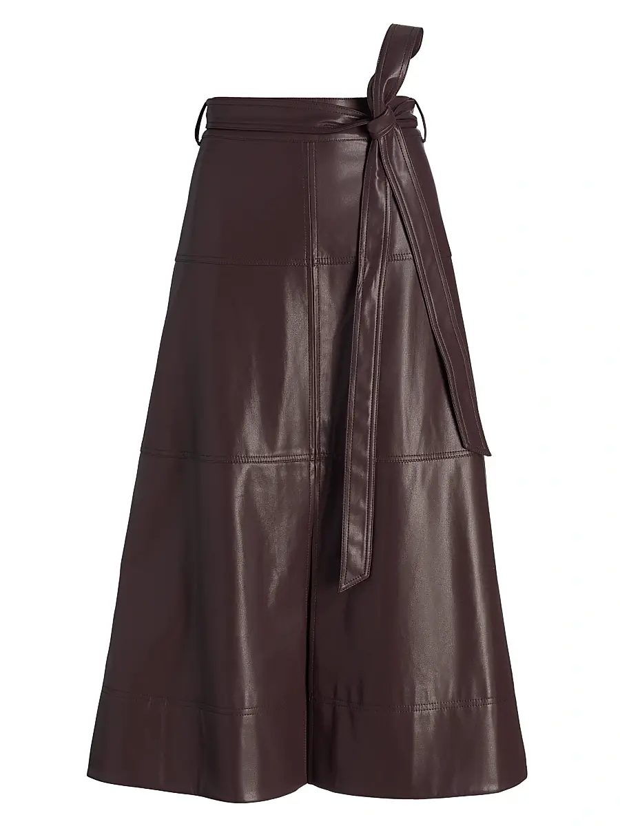 Tanya Taylor Women's Hudley Faux-Leather Midi-Skirt - Oxblood | Image 1 Tanya Taylor Women's Hudley Faux-Leather Midi-Skirt - Oxblood | Image 1