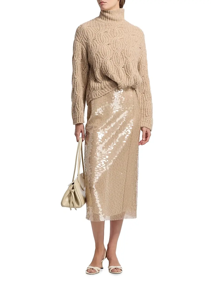 TANYA TAYLOR Women's Kiah Sequin Pencil Midi-Skirt | Thumbnail 2