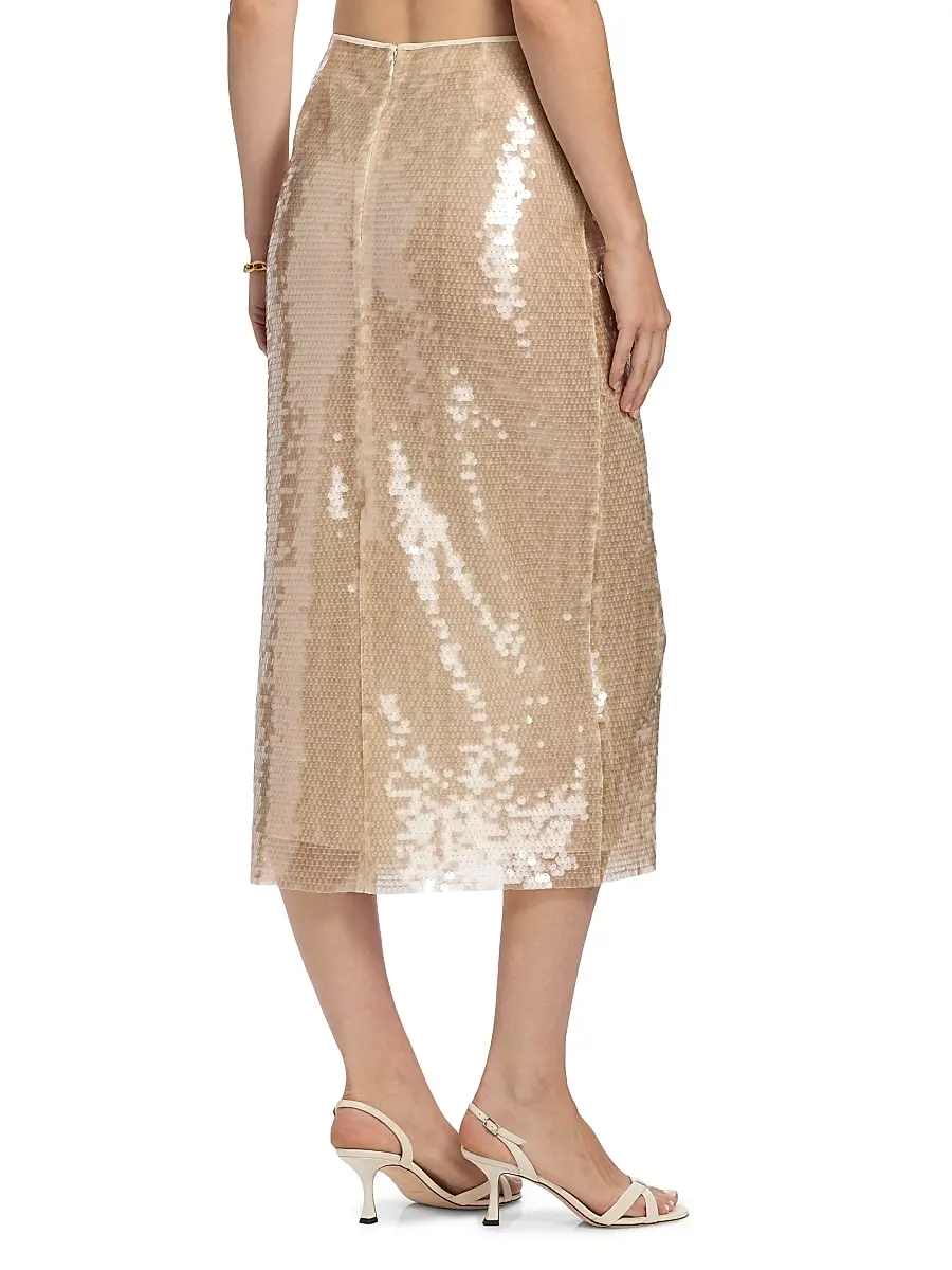 TANYA TAYLOR Women's Kiah Sequin Pencil Midi-Skirt | Thumbnail 5