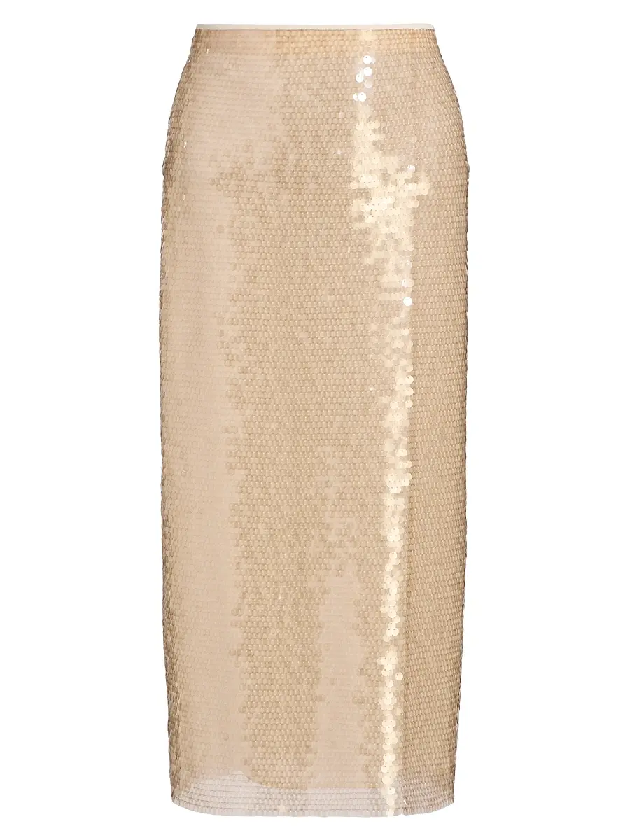 Tanya Taylor Women's Kiah Sequin Pencil Midi-Skirt - Champagne | Image 1 Tanya Taylor Women's Kiah Sequin Pencil Midi-Skirt - Champagne | Image 1