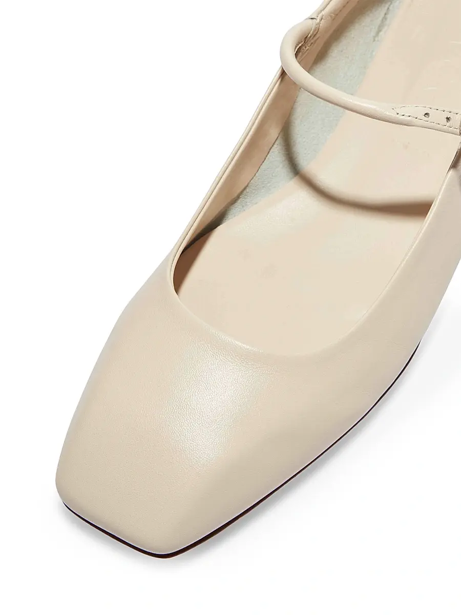 aeyde Women's Leather Square-Toe Flats - Creamy | Thumbnail 4