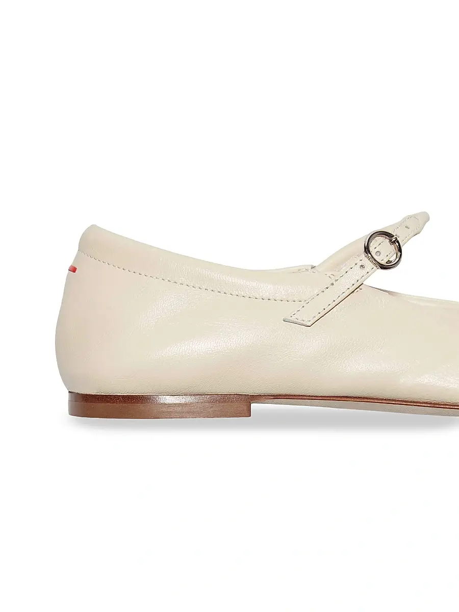 aeyde Women's Leather Square-Toe Flats - Creamy | Thumbnail 5