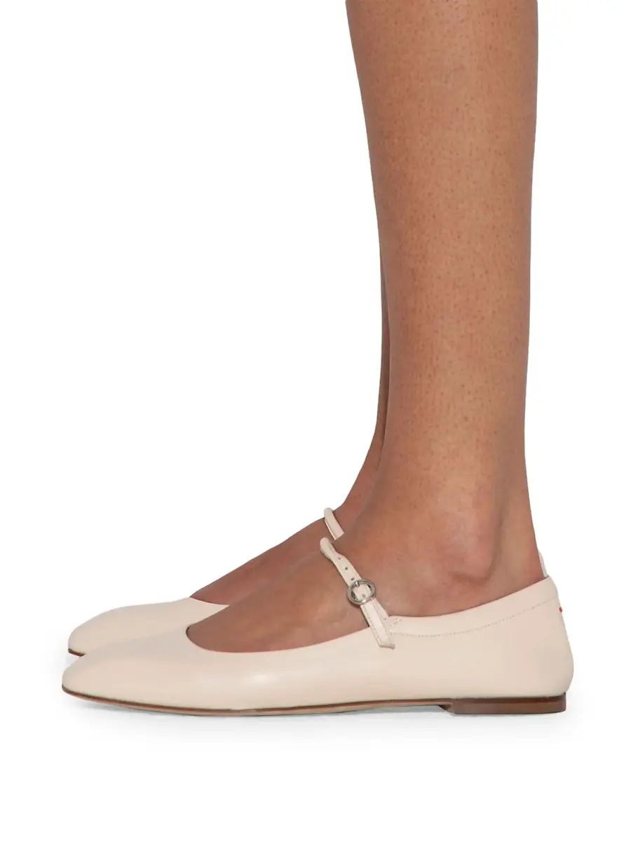 aeyde Women's Leather Square-Toe Flats - Creamy | Thumbnail 6