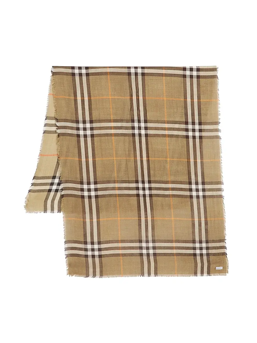 Burberry Women's Reversible Check Wool-Silk Scarf | Thumbnail 3 Burberry Women's Reversible Check Wool-Silk Scarf | Thumbnail 3