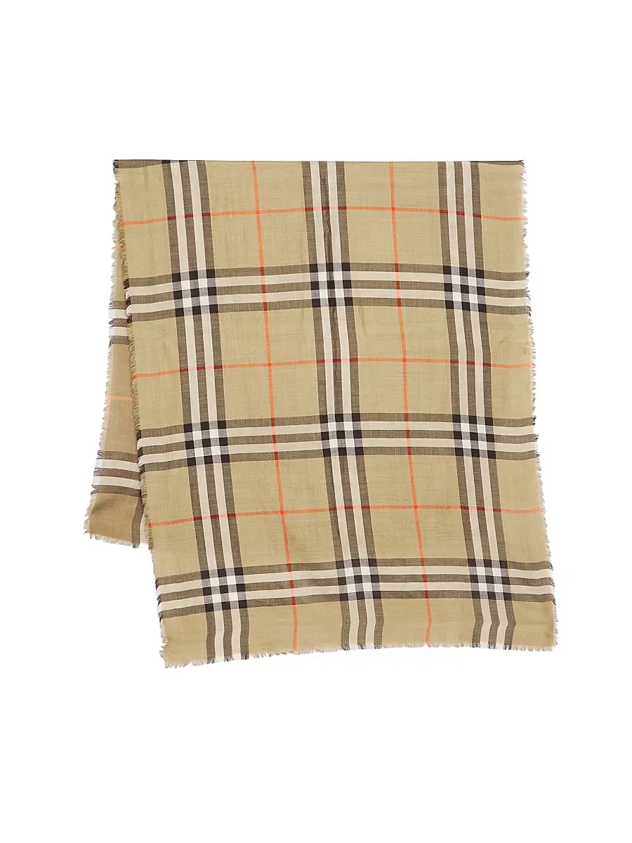 Burberry Women's Reversible Check Wool-Silk Scarf | Thumbnail 4 Burberry Women's Reversible Check Wool-Silk Scarf | Thumbnail 4