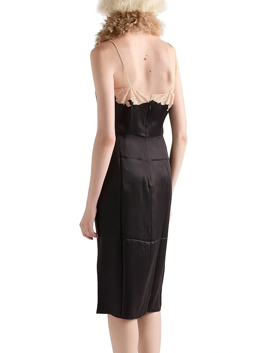 Prada Women's Silk and Lace Dress - Black | Thumbnail 3