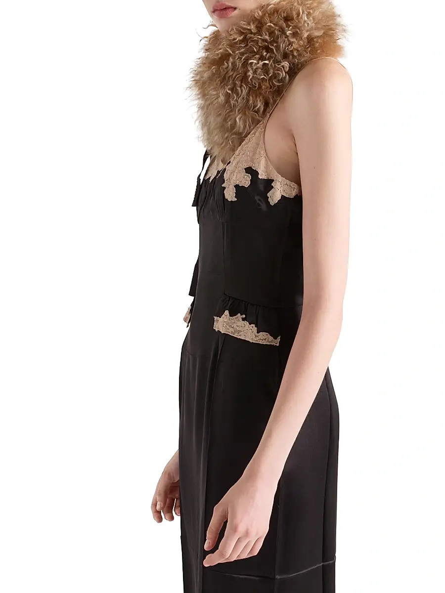 Prada Women's Silk and Lace Dress - Black | Thumbnail 4