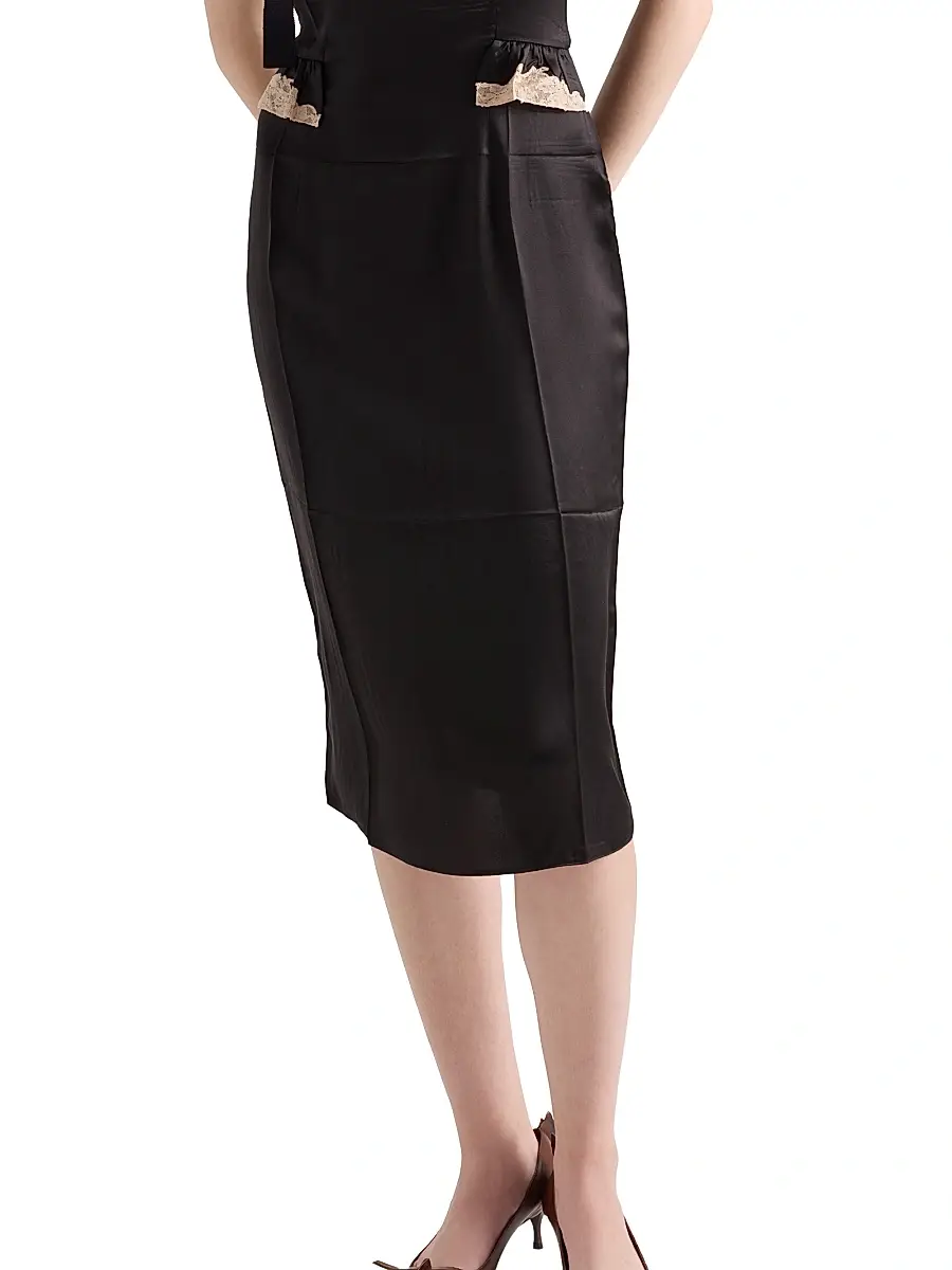 Prada Women's Silk and Lace Dress - Black | Thumbnail 5