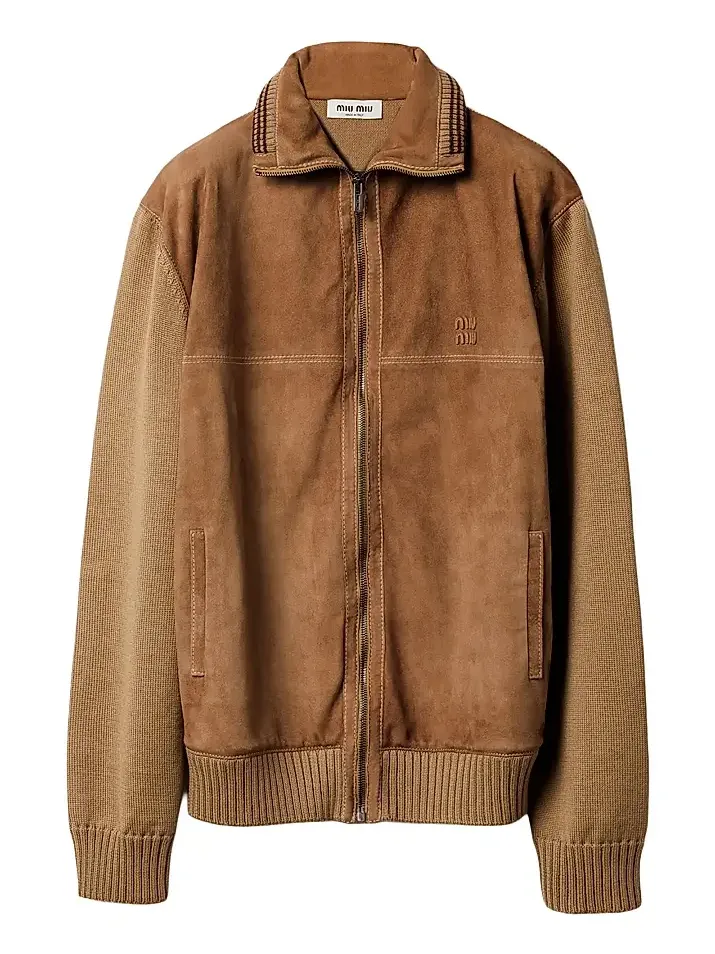 Women's Wool and Leather Zipper Cardigan Women's Wool and Leather Zipper Cardigan