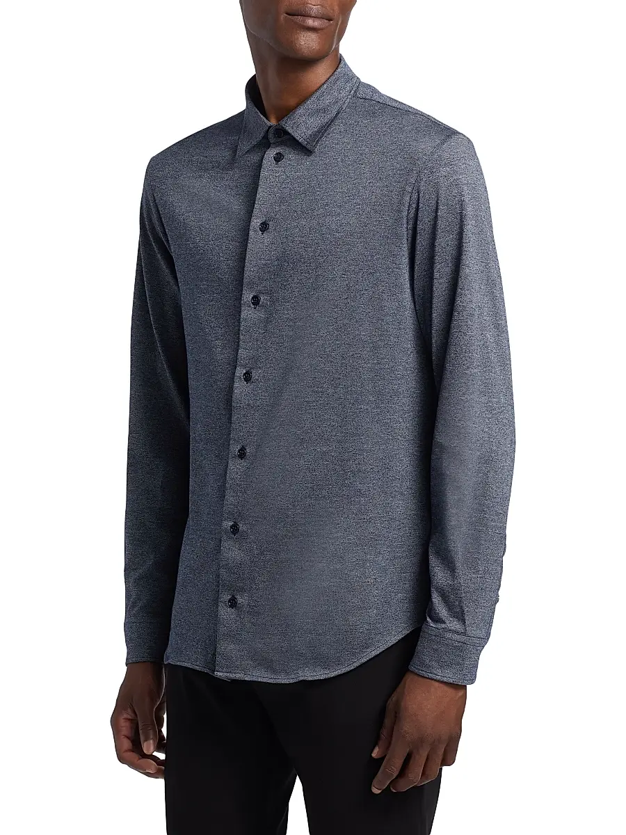 Emporio Armani Men's Cotton Jersey Sport Shirt - Blue | Thumbnail 4 Emporio Armani Men's Cotton Jersey Sport Shirt - Blue | Thumbnail 4
