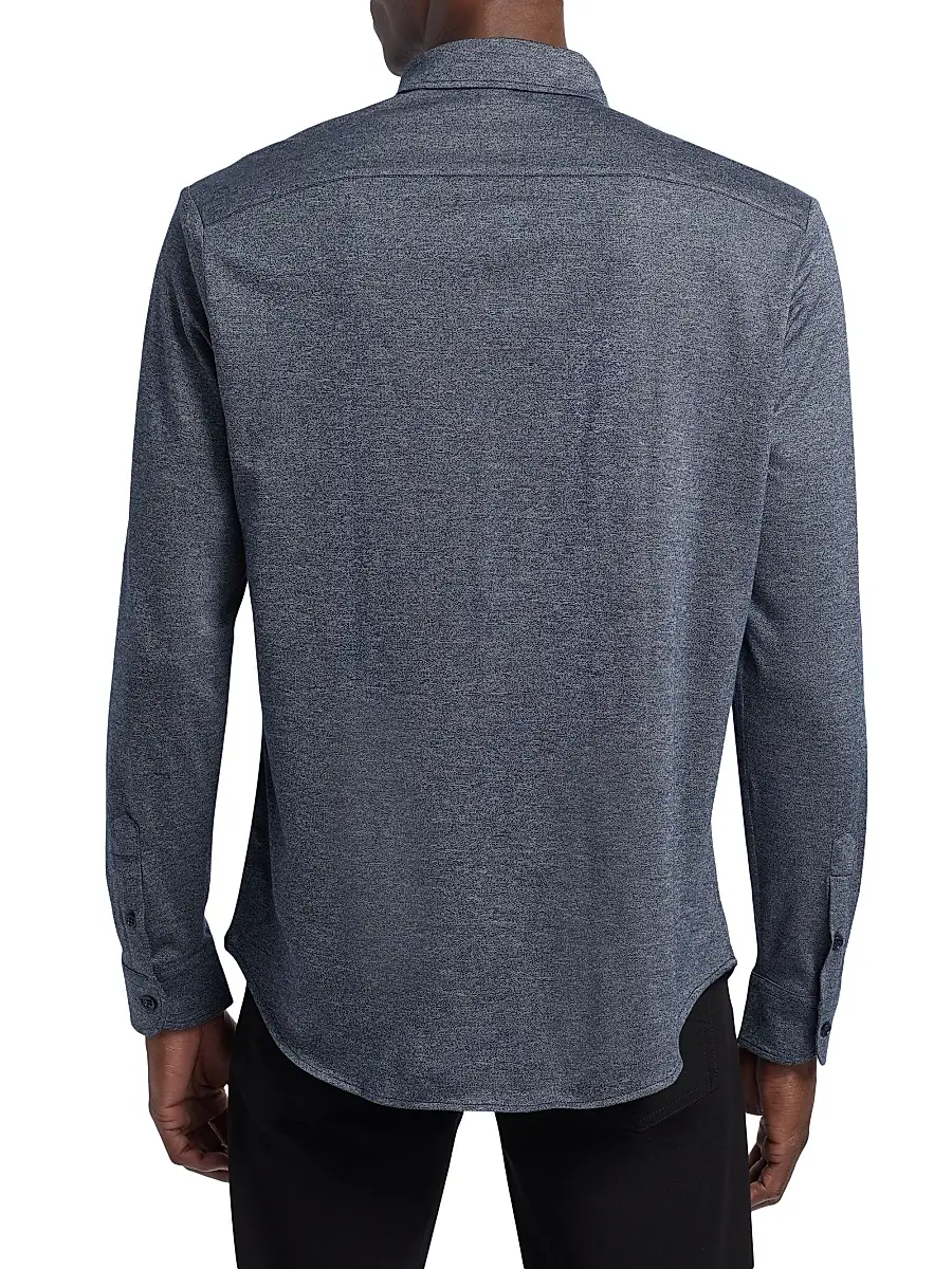 Emporio Armani Men's Cotton Jersey Sport Shirt - Blue | Thumbnail 5 Emporio Armani Men's Cotton Jersey Sport Shirt - Blue | Thumbnail 5