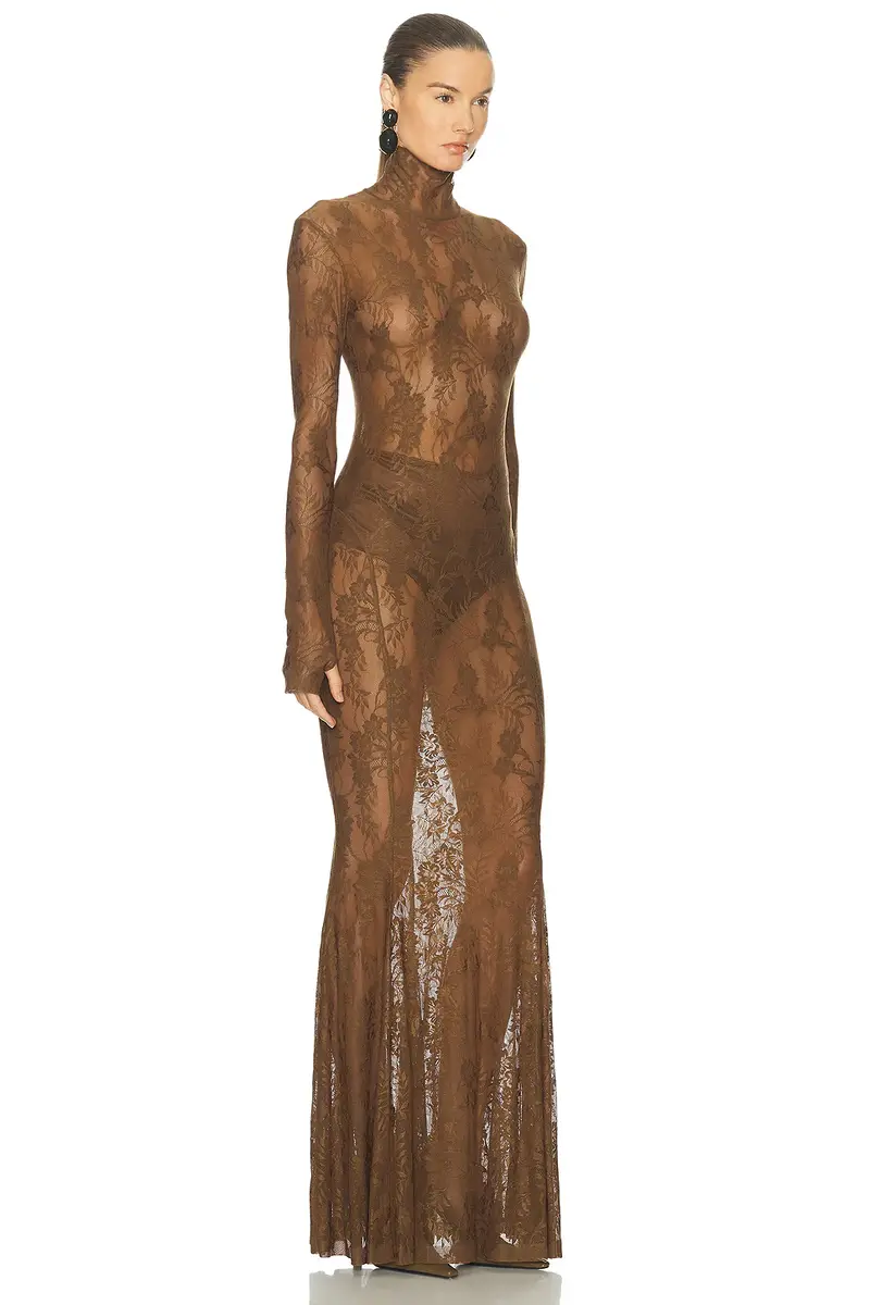 Norma Kamali for FWRD Long Sleeve Turtleneck Fishtail Gown | Thumbnail 2 Norma Kamali for FWRD Long Sleeve Turtleneck Fishtail Gown | Thumbnail 2