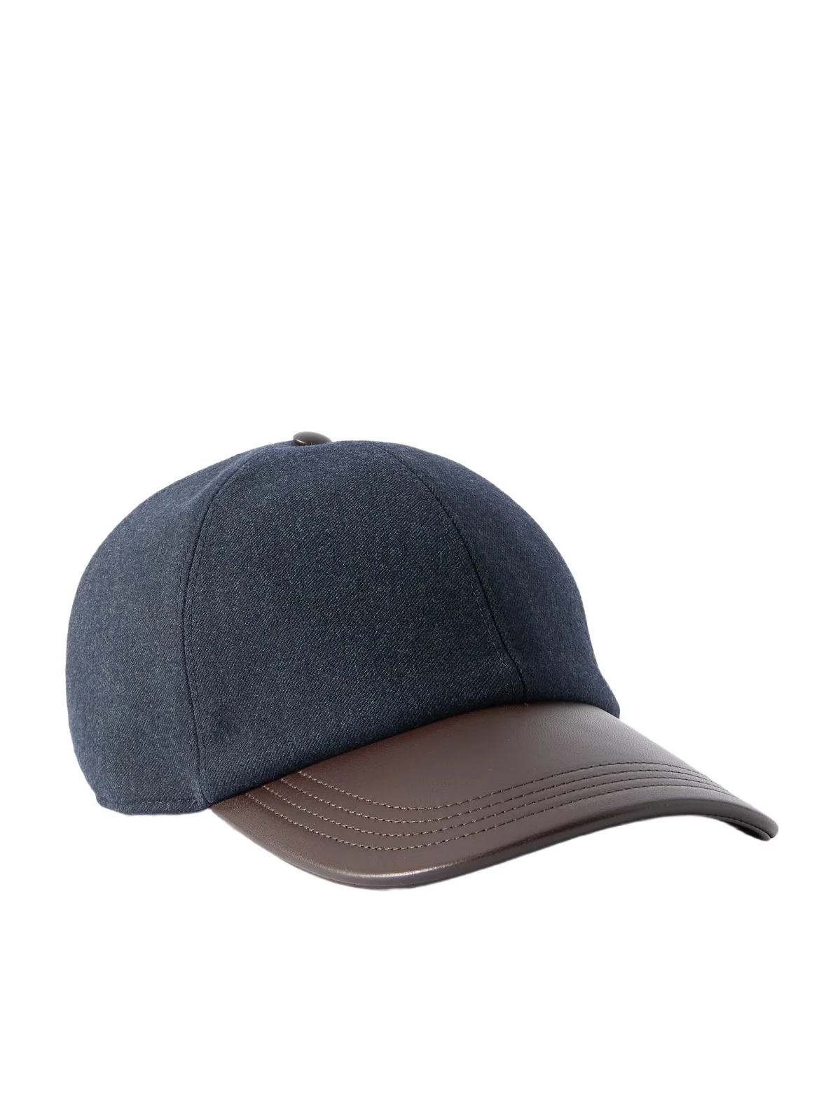 Berluti Logo-Embroidered Leather-Trimmed Wool-Blend Baseball Cap - Men