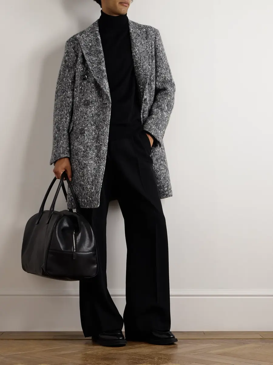 Canali Double-Breasted Brushed-Herringbone Overcoat - Men | Thumbnail 2 Canali Double-Breasted Brushed-Herringbone Overcoat - Men | Thumbnail 2