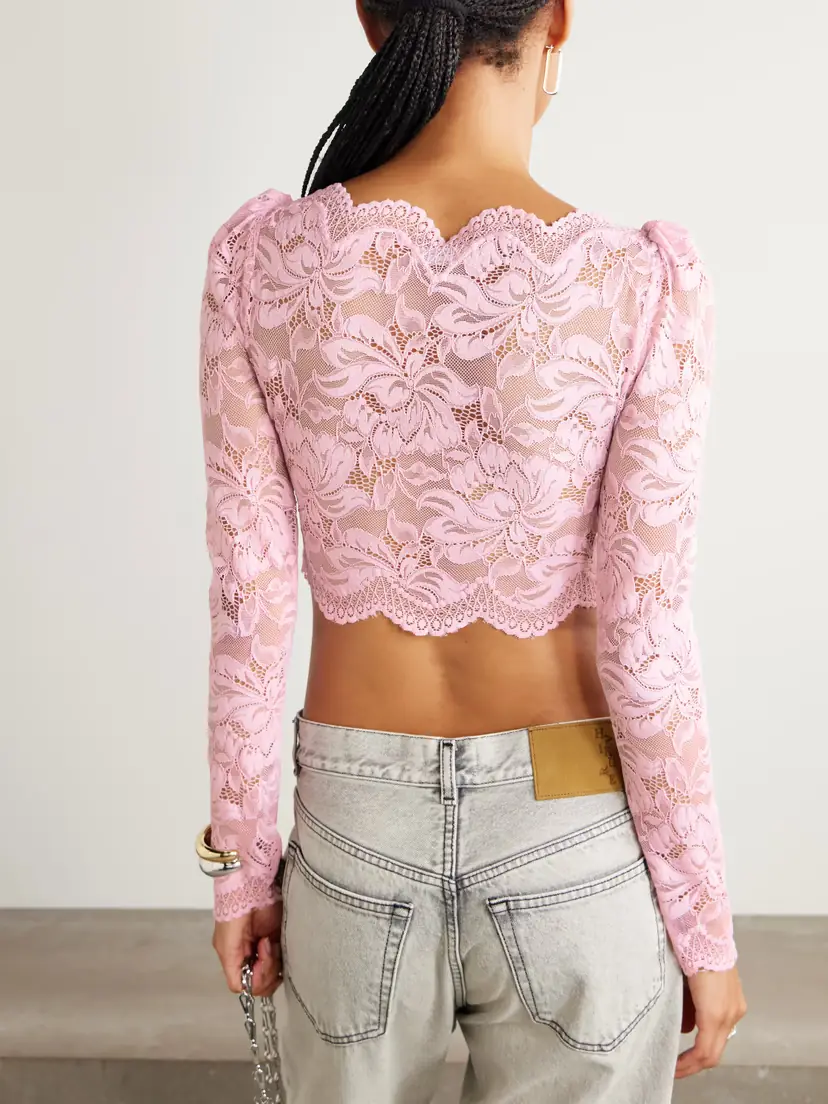 Rabanne Cropped Stretch-lace Top | Thumbnail 3