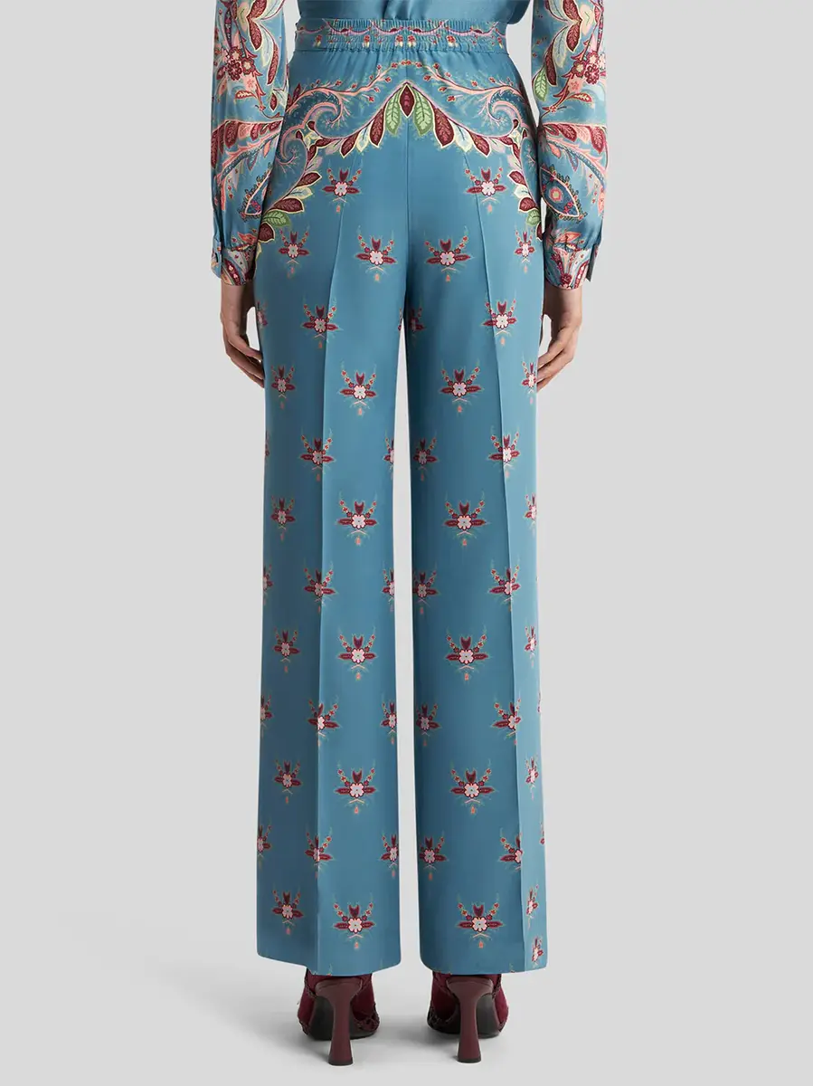 Etro Floral Silk Flared Pants | Thumbnail 5