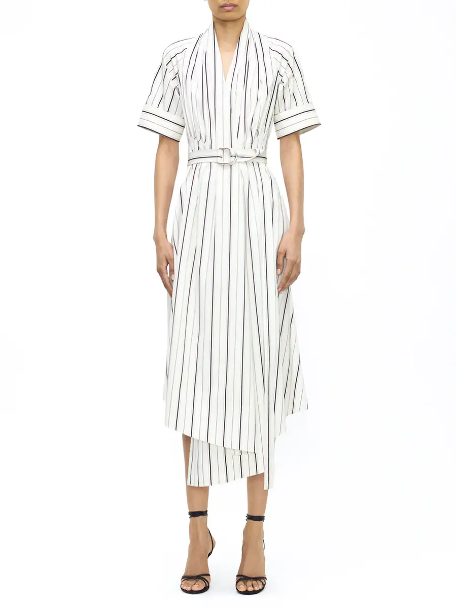 Adam Lippes Nansi Belted Poplin Midi Dress | Thumbnail 3