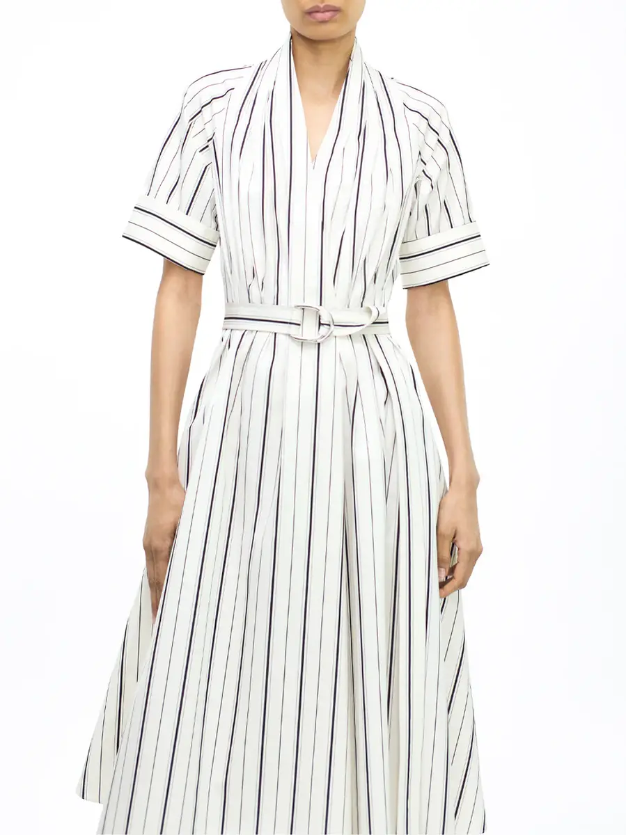 Adam Lippes Nansi Belted Poplin Midi Dress | Thumbnail 5