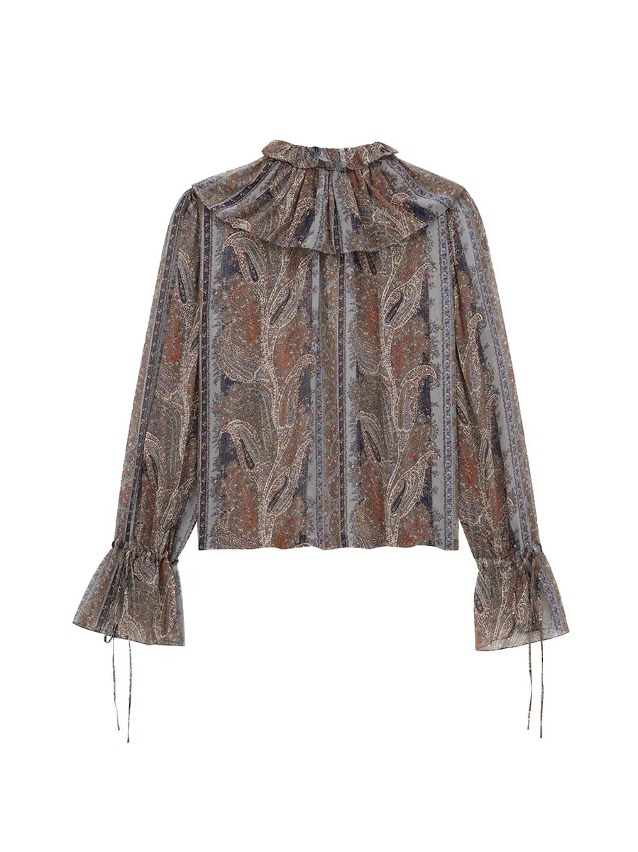 Saint Laurent Paisley Silk Georgette Blouse | Thumbnail 2 Saint Laurent Paisley Silk Georgette Blouse | Thumbnail 2