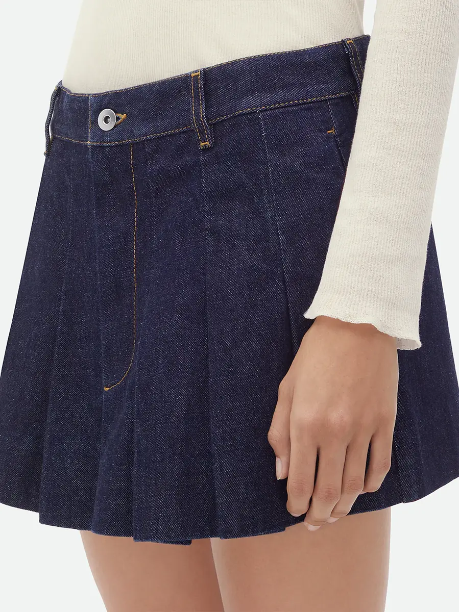 Bottega Veneta Pleated Denim Mini Skirt | Thumbnail 5