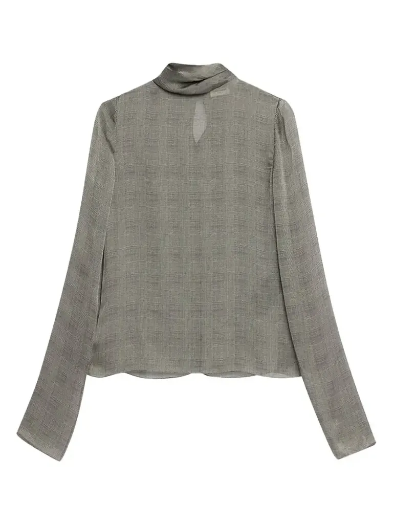 Saint Laurent Sheer Plaid Blouse