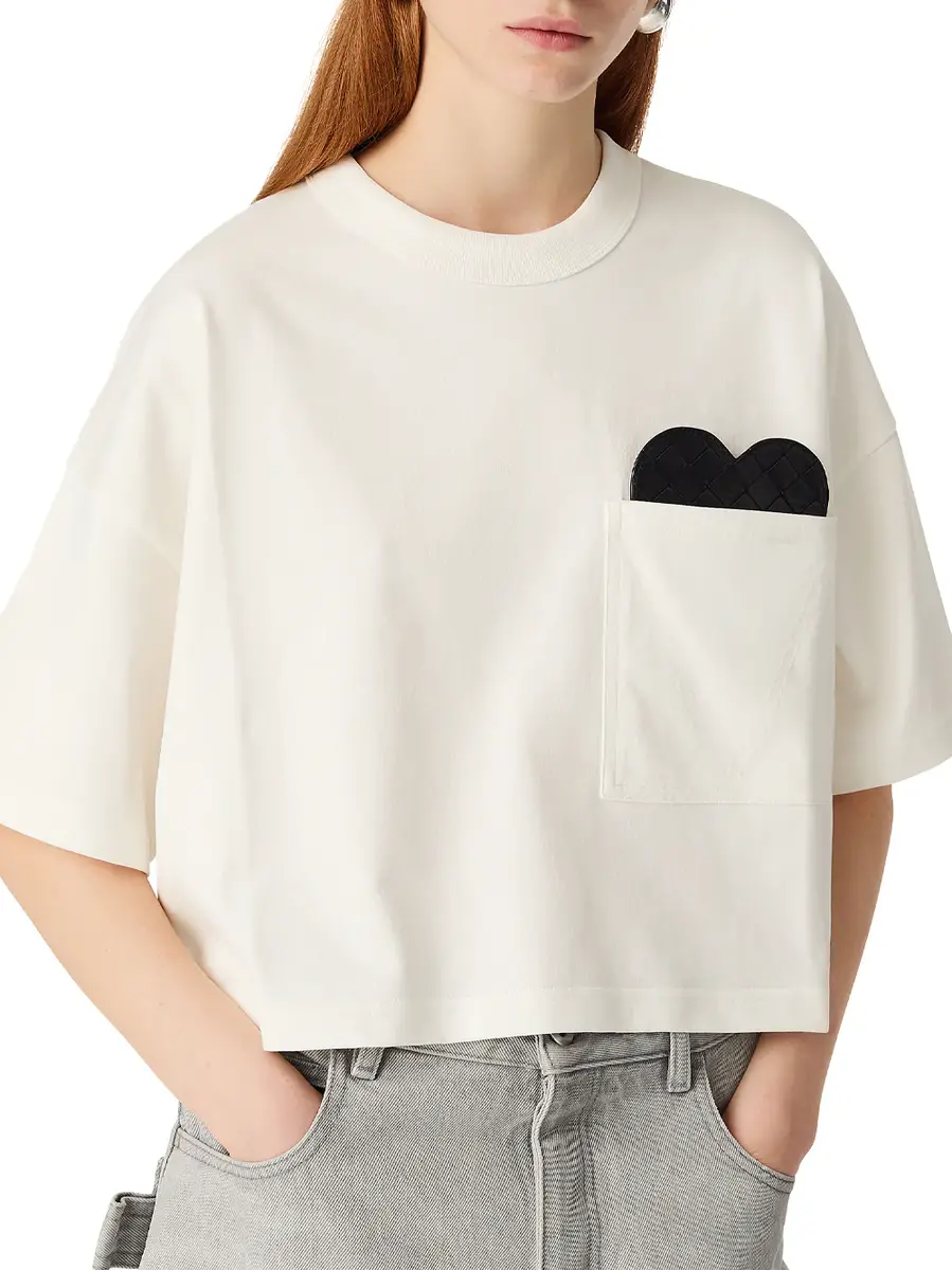 Bottega Veneta Soft Cotton Jersey T-Shirt with Heart Detail | Image 1 Bottega Veneta Soft Cotton Jersey T-Shirt with Heart Detail | Image 1