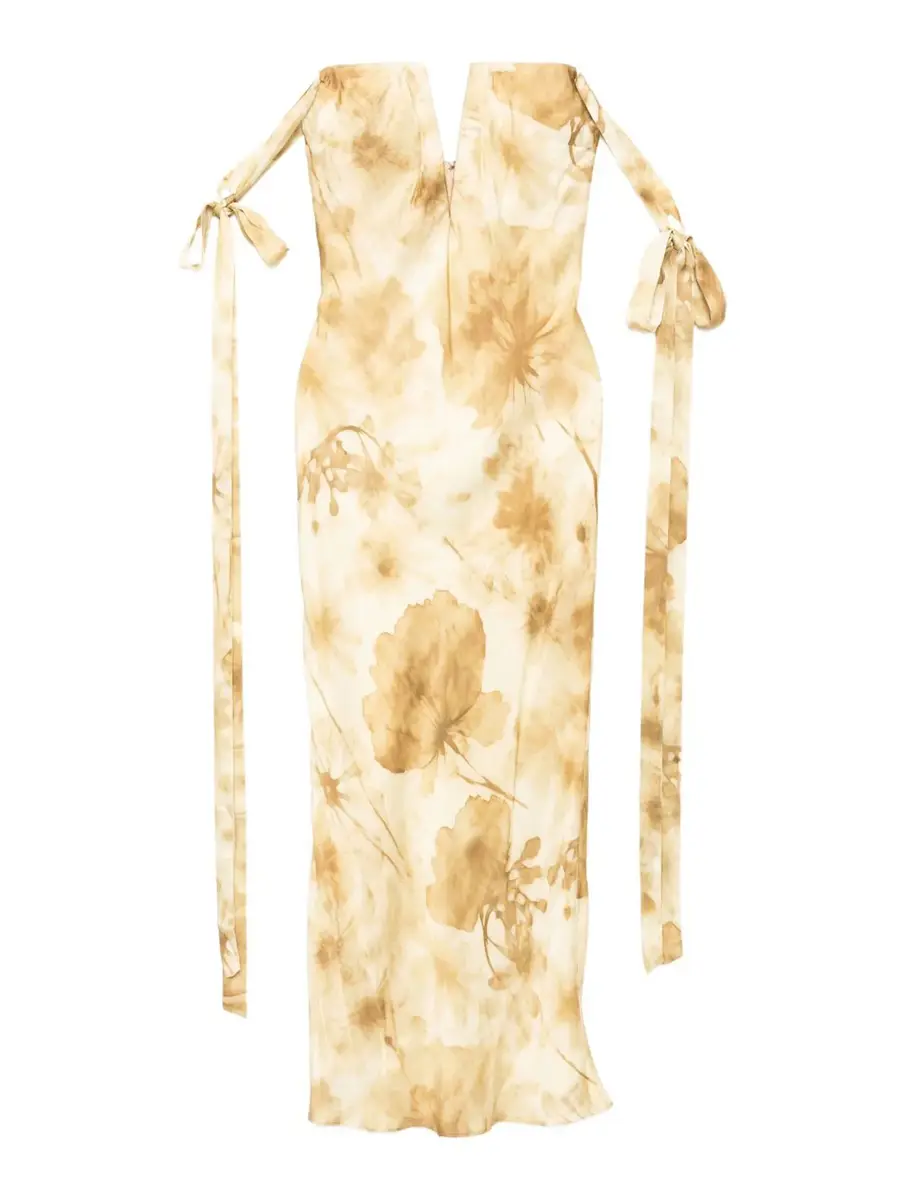 ALEJANDRA ALONSO ROJAS V-Neck Corset Dress with Ties | Image 1 ALEJANDRA ALONSO ROJAS V-Neck Corset Dress with Ties | Image 1