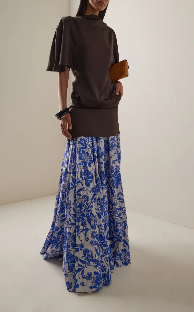 S.S. Daley Kate Pleated Floral Crepe Maxi Skirt | Thumbnail 2