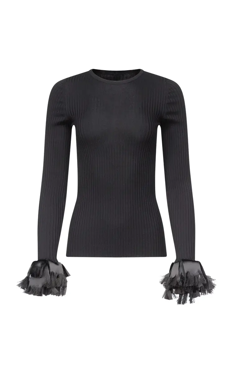 Nova Ribbon-Fringed Wool Sweater