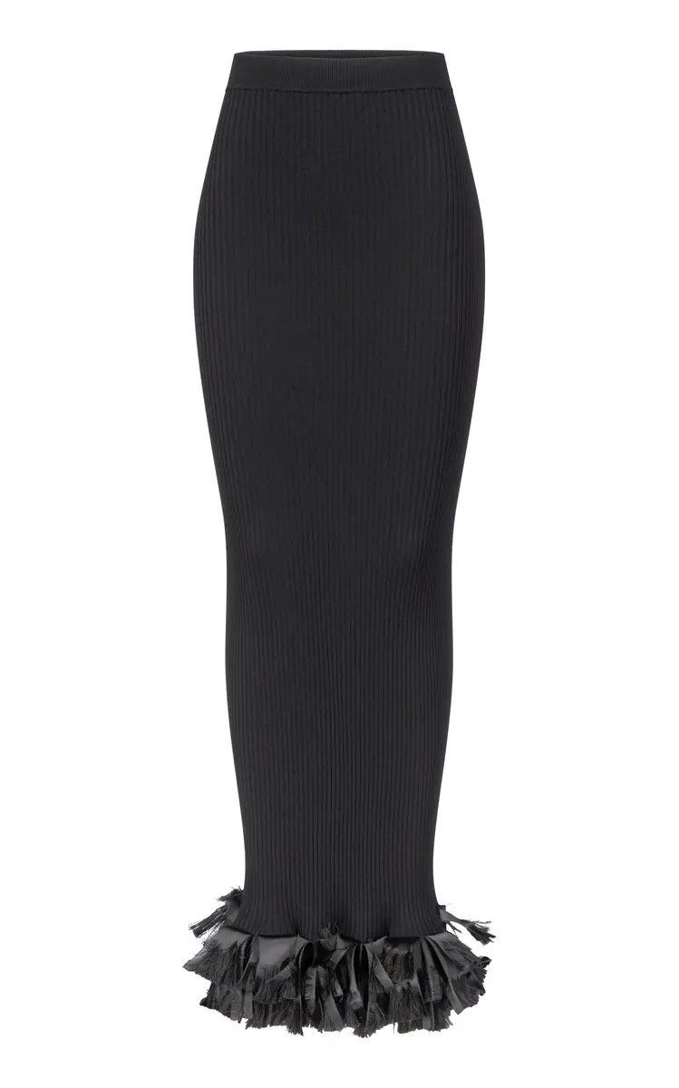 FFORME Riley Ribbon-Fringed Wool Maxi Skirt | Thumbnail 5