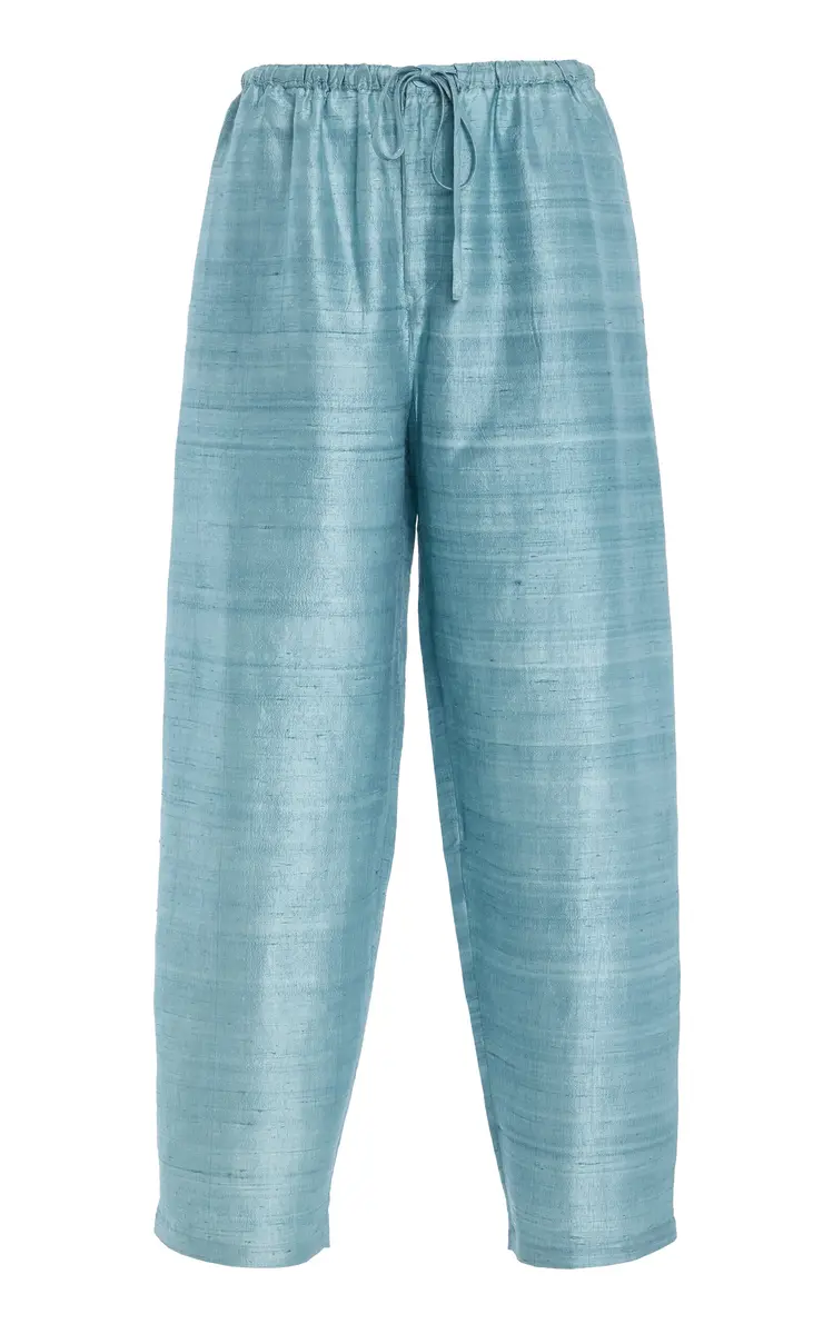 Lyria Mid-Rise Silk Wide-Leg Pants