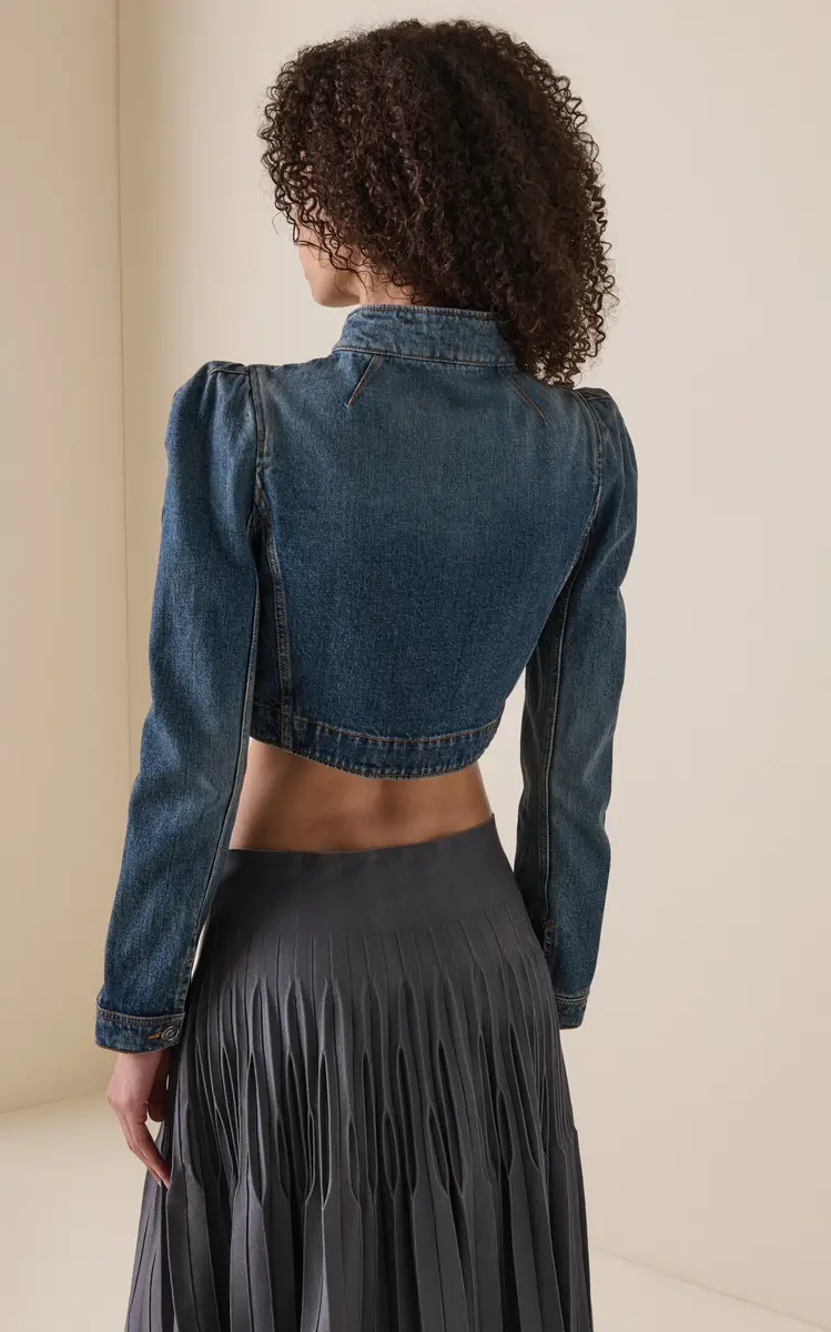 ALAÏA Cropped Denim Jacket | Thumbnail 4 ALAÏA Cropped Denim Jacket | Thumbnail 4