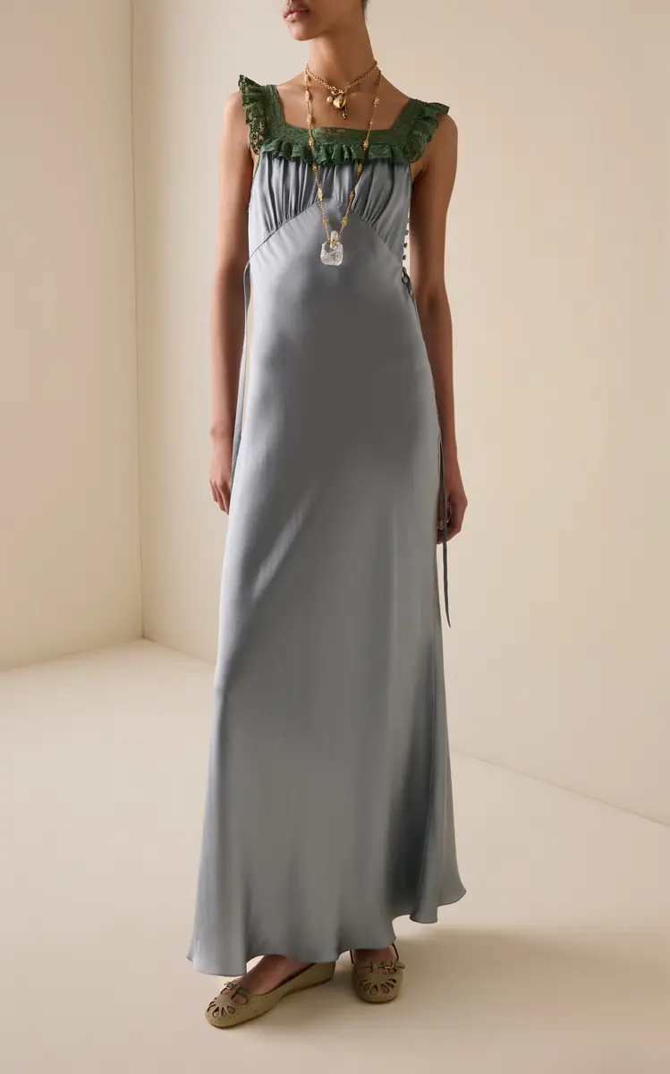 Chloé Lace-Trimmed Silk Satin Maxi Dress | Thumbnail 2