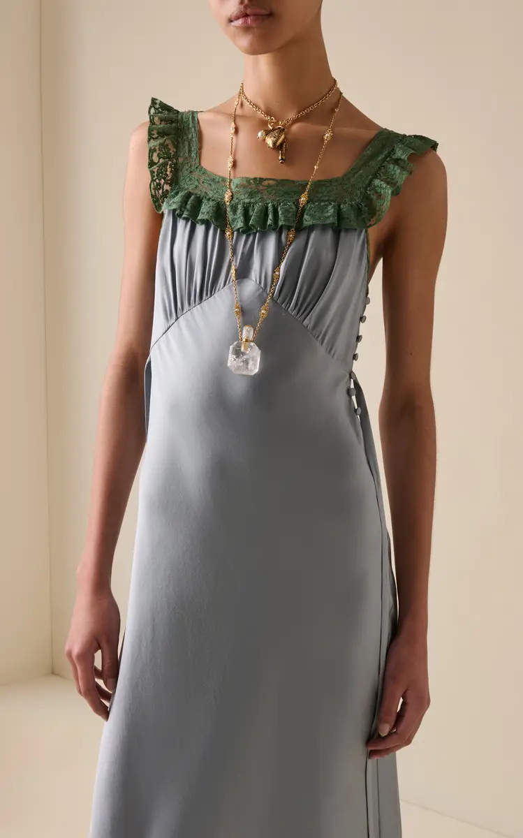 Chloé Lace-Trimmed Silk Satin Maxi Dress | Thumbnail 3