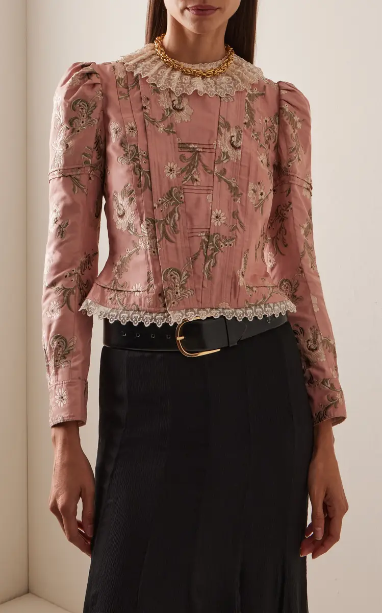 Chloé Fitted Floral Taffeta Jacquard Jacket | Thumbnail 3 Chloé Fitted Floral Taffeta Jacquard Jacket | Thumbnail 3