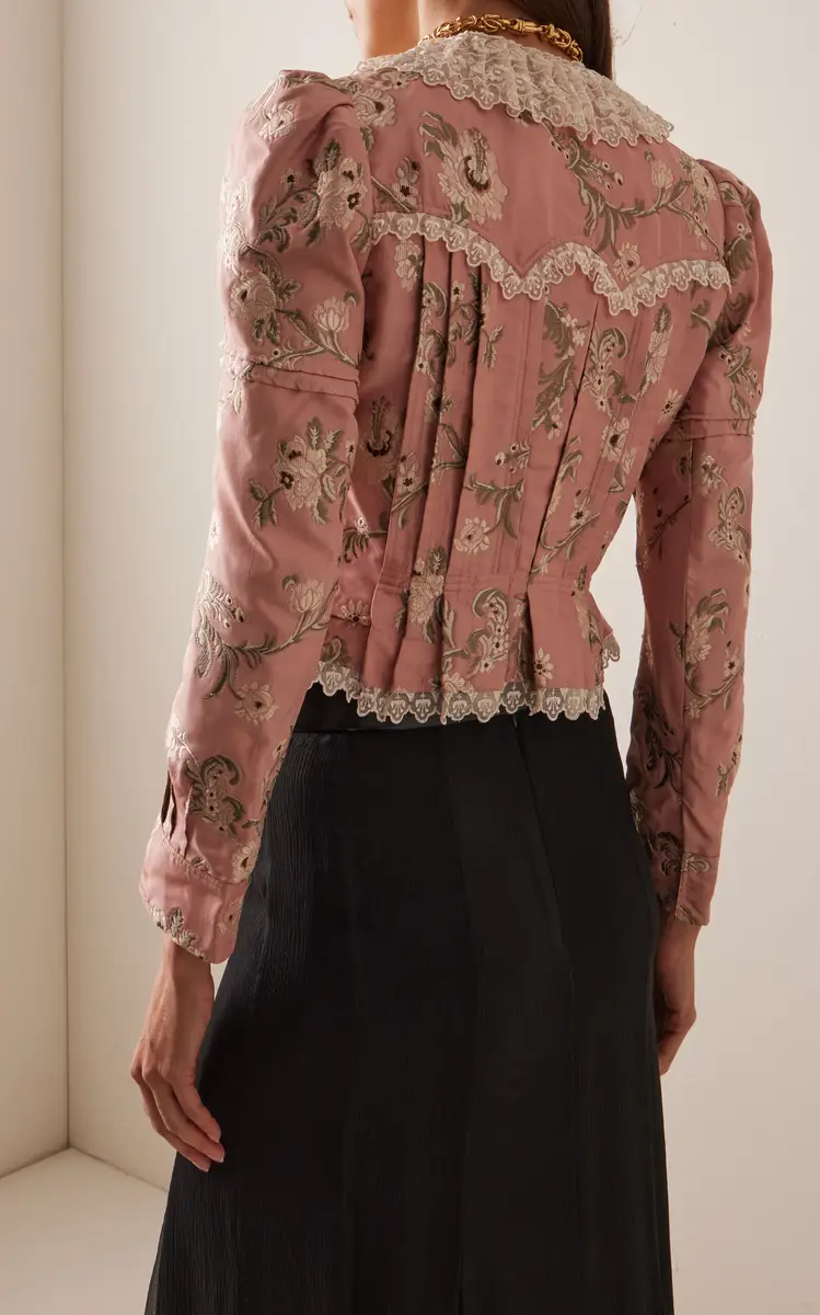 Chloé Fitted Floral Taffeta Jacquard Jacket | Thumbnail 4 Chloé Fitted Floral Taffeta Jacquard Jacket | Thumbnail 4