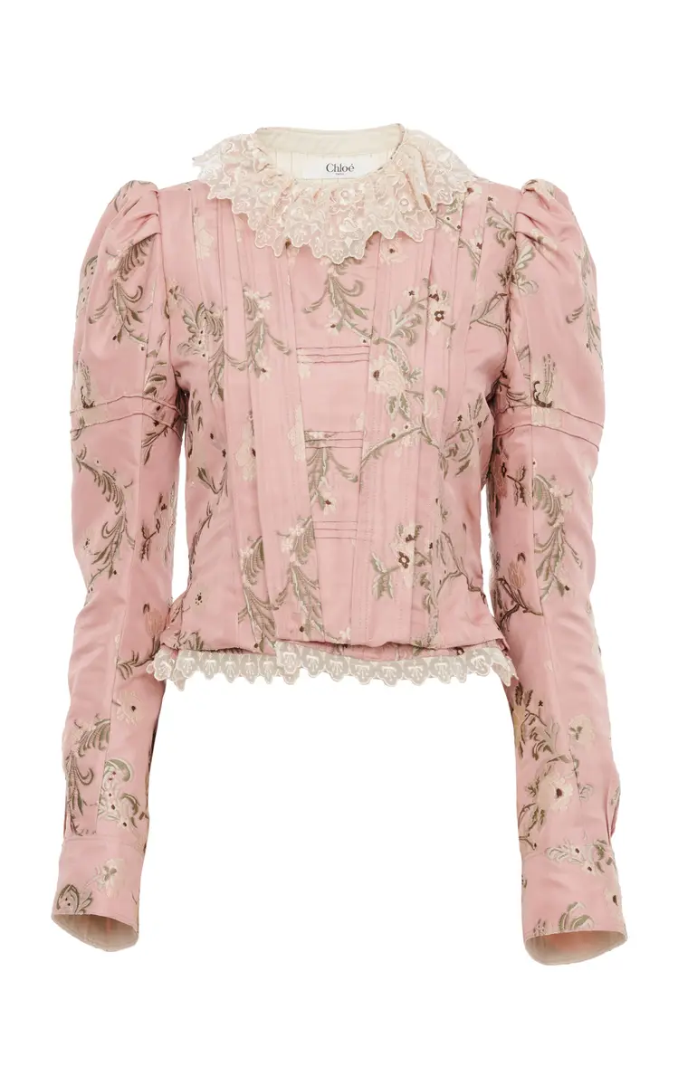 Chloé Fitted Floral Taffeta Jacquard Jacket | Thumbnail 8 Chloé Fitted Floral Taffeta Jacquard Jacket | Thumbnail 8