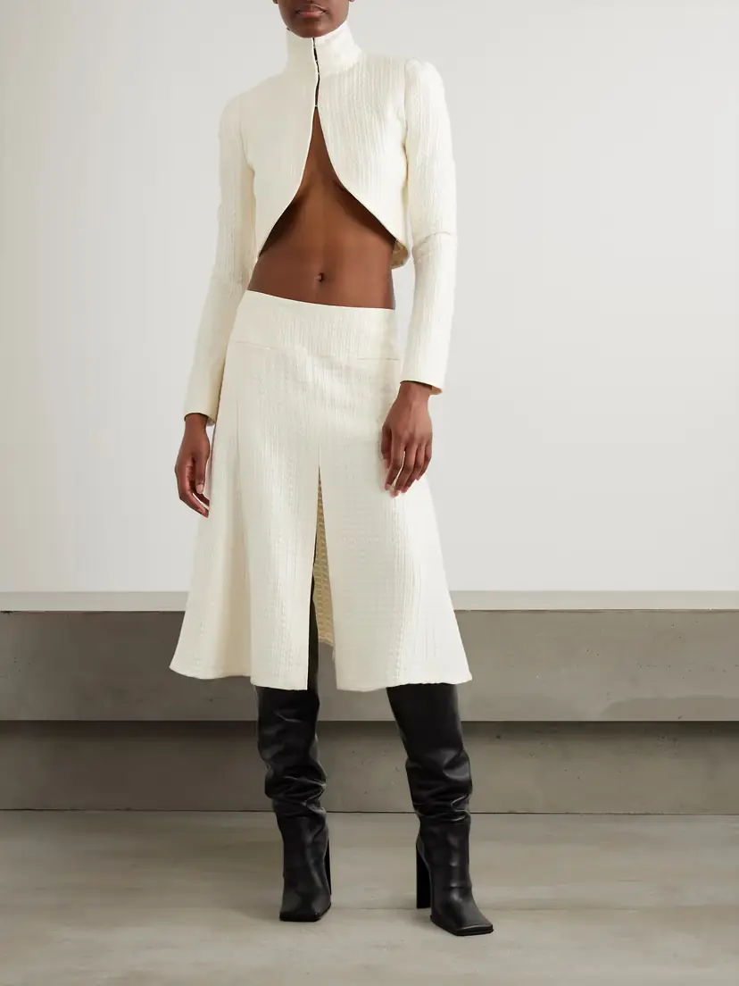 Alaïa Cropped Silk-cloqué Jacket | Thumbnail 2 Alaïa Cropped Silk-cloqué Jacket | Thumbnail 2