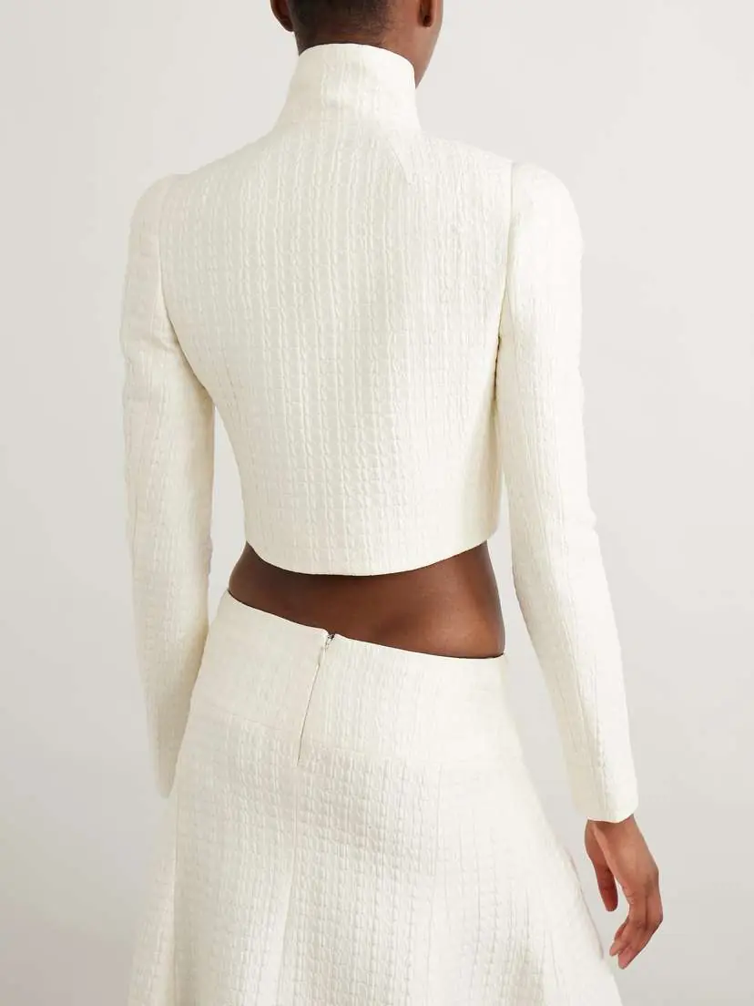 Alaïa Cropped Silk-cloqué Jacket | Thumbnail 4 Alaïa Cropped Silk-cloqué Jacket | Thumbnail 4