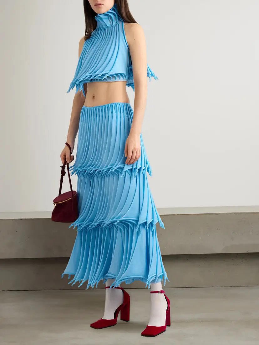 Alaïa Cropped Pleated Knitted Turtleneck Top | Thumbnail 2