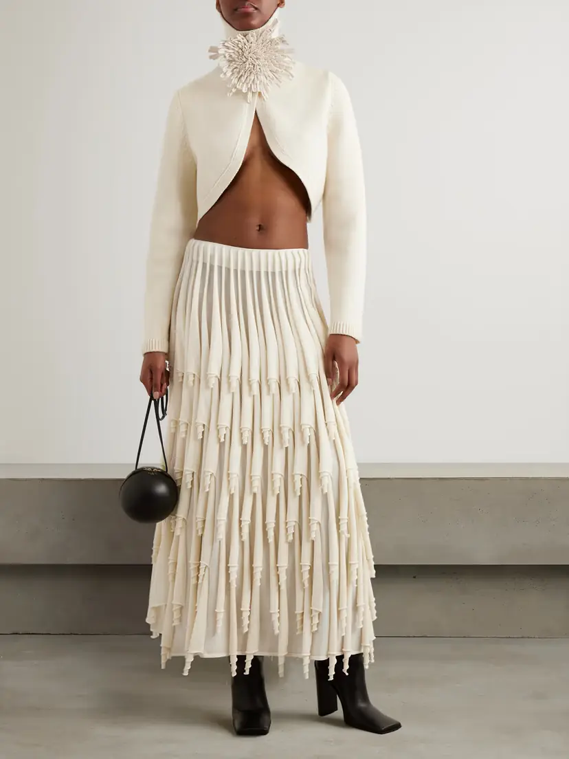 Alaïa Tiered Pleated Wool And Silk-blend Midi Skirt | Thumbnail 2
