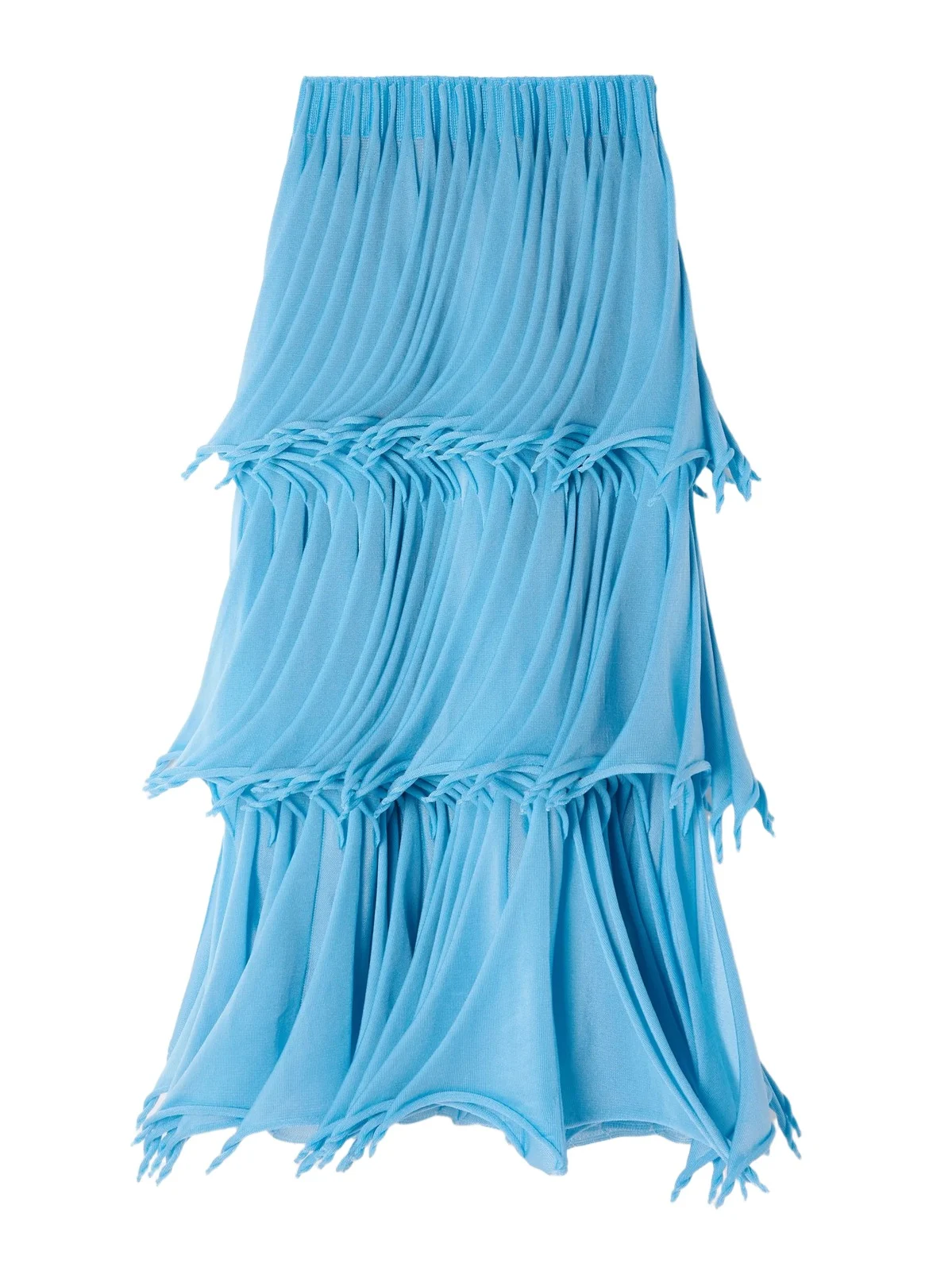 Tiered Pleated Knitted Midi Skirt