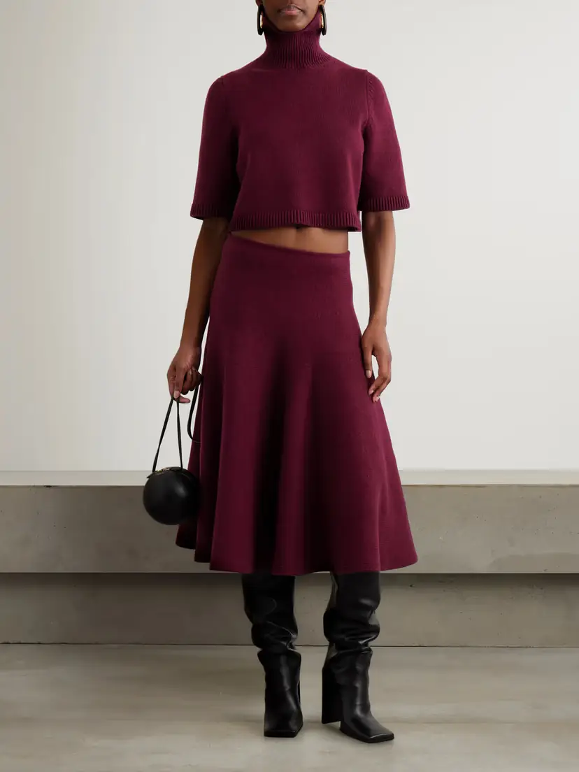 Alaïa Pleated Knitted Cashmere-blend Midi Skirt | Thumbnail 2 Alaïa Pleated Knitted Cashmere-blend Midi Skirt | Thumbnail 2