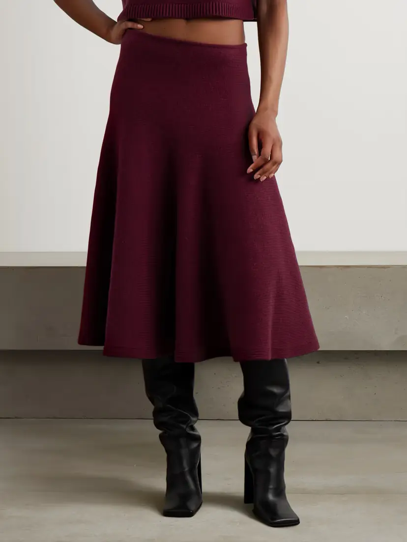Alaïa Pleated Knitted Cashmere-blend Midi Skirt | Thumbnail 3 Alaïa Pleated Knitted Cashmere-blend Midi Skirt | Thumbnail 3